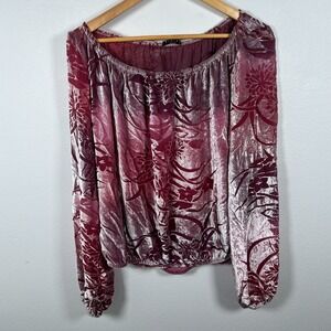 Sisley Womens Velvet Burnout Boho Top Sz M Ombre Purple Pink Party Whimsigoth